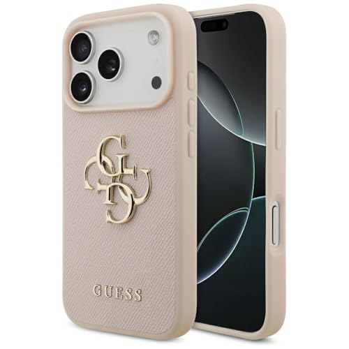 CG MOBILE Guess Grained Grande coque avec logo classique 4G pour iPhone 17 Pro (rose)