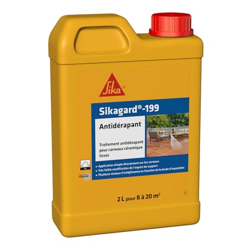 SIKA - Traitement Antidérapant - Sikagard-199 Antidérapant - Pour carrelage lisses en terrasses, piscine, marches d'escalier, rampes d'accès - Intérieur & Extérieur...