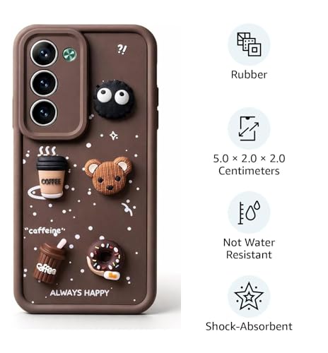 Image of Bintage case Cute Fun Taddy Cartoon 3D Ball Bear Milk Cake Coffee Silicon Case Full Body & Camera Protection Back Cover Compatible for Oppo A5 5G / Oppo K13x 5G - Brown