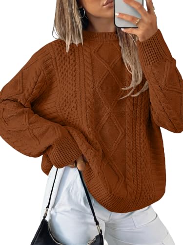 ANRABESS Sweaters for Women Oversized Cable Knit Pullover Fall Outfits