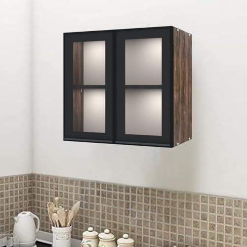 Image of SPECIALITY PANELS Multipurpose Cabinet with Modern Elegance Tinted Glass Wall Cabinet, Space Organizer for Office /Kitchen in (Cochwood Brown, 2 Glass Shutter)