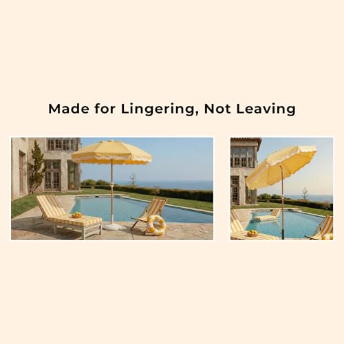 DEER LAND 6FT Patio Beach Umbrella for Outdoor, UPF 50+ Sun Shade for Patio, Backyard, Garden, Pool and Beach, Tilt Adjustable, Portable, Harbour Mimosa by DEER LAND - Used condition - Image 3