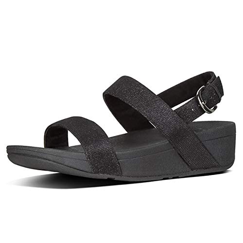 FitFlop Lottie Glitzy Sandal, Sandalias con Punta Abierta Mujer, Negro (Black 001),...