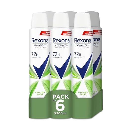 Rexona Advanced Protection Desodorante antitranspirante Aerosol para Mujer ALOE VERA 72h 200 ML 200 ml, Pack de 6 Unidades