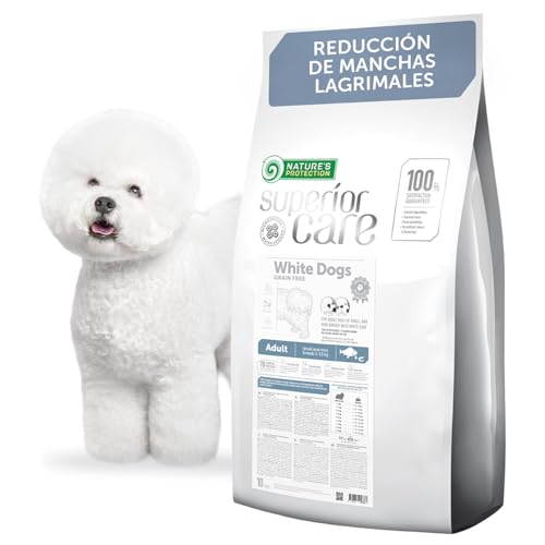 Nature's Protection Superior Care Comida para Perros Blancos Adultos - Pienso Hipoalergénico para Perros Sin Cereales con Pescado Blanco, Rico en Proteínas, Omega 3 y 6 - Antimanchas Lagrimales, 10 Kg