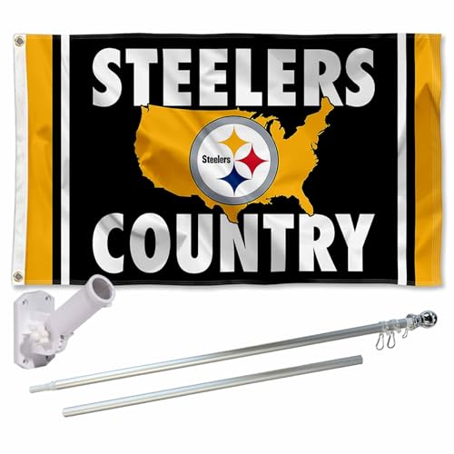 Pittsburgh Steelers Country Flag Pole and Bracket Mount Kit