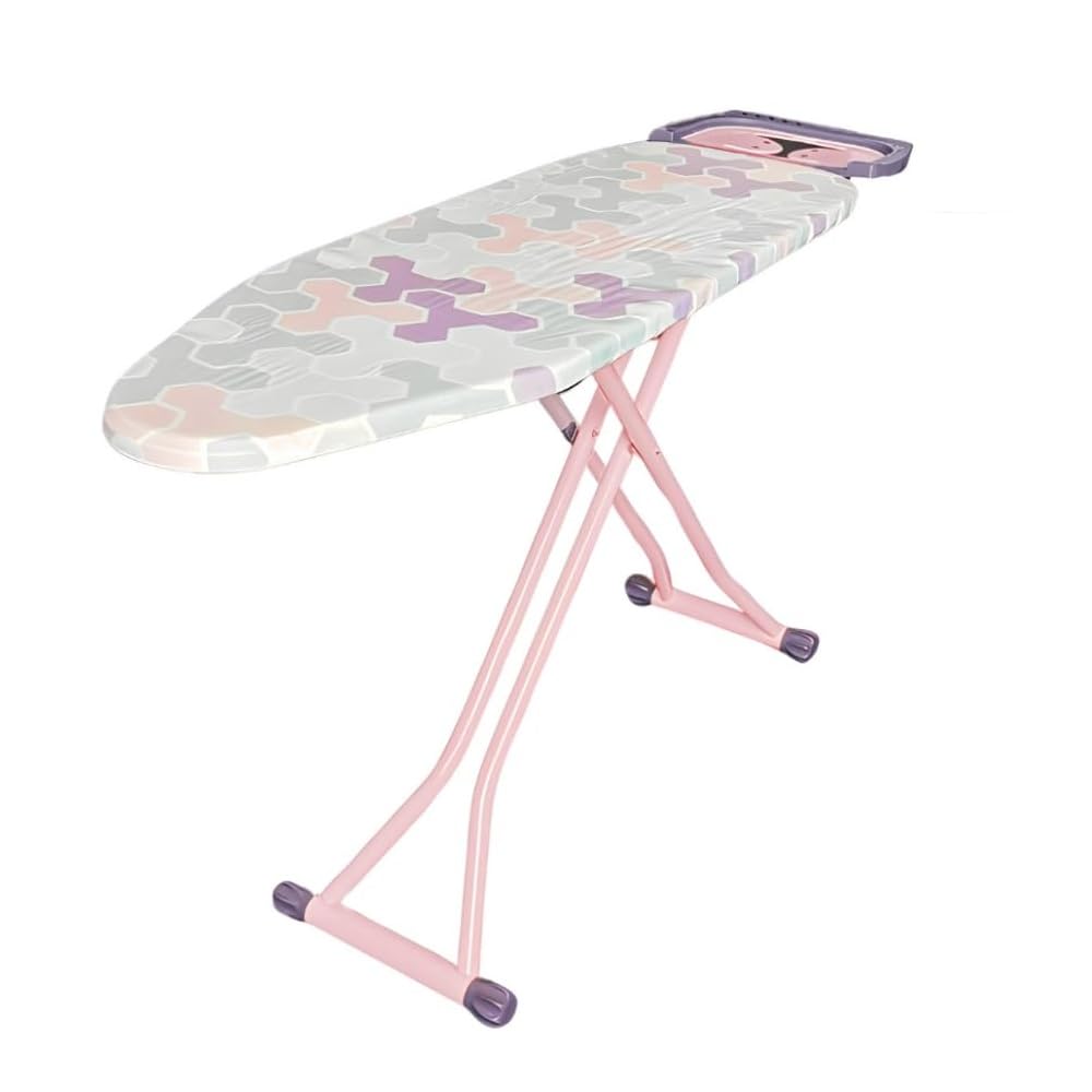 Paluplus Asse da Stiro Pieghevole, Misura 137X37 cm, Altezza Regolabile in diverse Posizioni, Tavola da Stiro Salvaspazio con copriasse e Poggia Ferro da Stiro -648F (Lilla e Rosa)