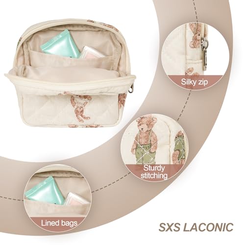 Small Makeup Bag for Purse,Quilted Cosmetic Pouch, Mini Make up Bags with Compartments Inside, Cute Cosmetic Organizer for Women, Travel Toiletry Bag3