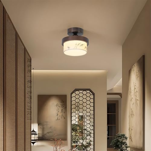 Lampe de plafond balcon et entrée au style rétro chic en textile imprimé - 4