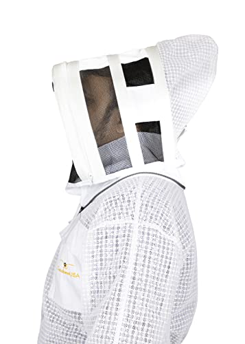 HONEYBEE Sting Proof Premium 3 Layer Unisex White Mesh Beekeeping Suit Ultra Ventilated Beekeeping Suit Fencing Veil-M COCOBEEUSA-FVS-73 0 - Thumbnail 6
