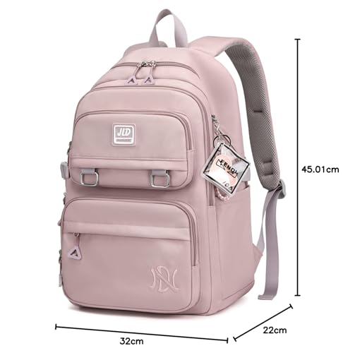 Miniatura 10 de Jansben Mochilas Escolares Niña Niño Backpack Juveniles Adolescentes Impermeable Nylon Multi-Bolsillo 30l Morado