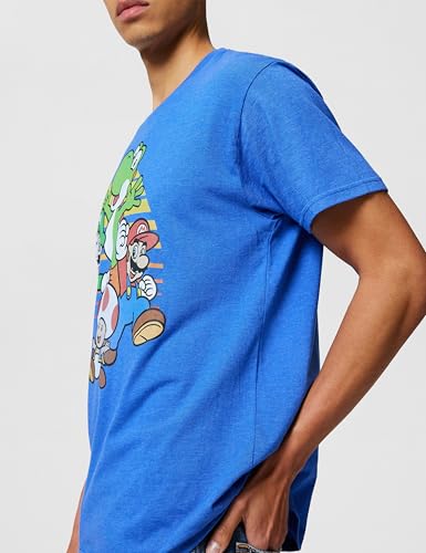 Miniatura 5 de Nintendo Mario And Friends Circle Retro - Camiseta Para Hombre, Azul Real Jaspeado, M
