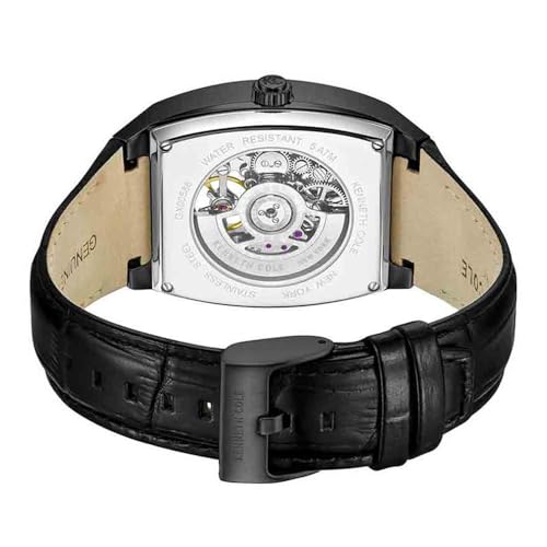 Image of Kenneth Cole Blue Dial Automatic Leather Strap Watch for Men