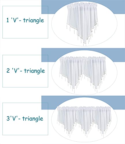 Molaxhome Swag Curtain 63 Inch Length, Rod Pocket Scalloped Curtain Valance Sheer Lace Panels With Hanging Crystal Beads For Farmhouse Kitchen Bedroom Window Treatments Drape Decor 1Pc thumb #5