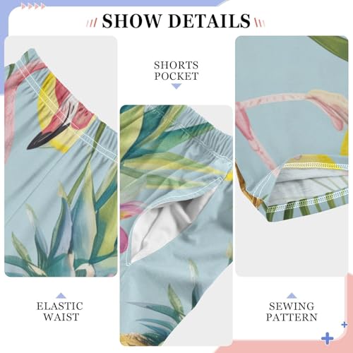 Flamingo Pineapple Floral Boys Long Pants Soft Trousers Elastic Waist Kids Lounge Bottoms with Pockets S-XL4