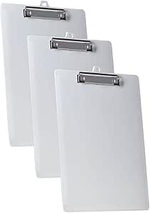 Acrimet 3 Pack Clipboard Letter Size A4 (34 Cm X 24 Cm) Low Profile Clip & Side Rulers, Durable Plastic For Office, School, Home Use - White Color