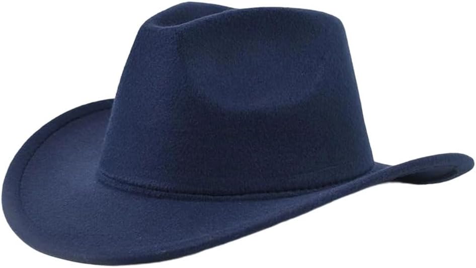 Women's Vintage Western Cowboy Hat with Leather Band Wide Brim Felt Fedora