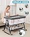 wayfong Baby Bassinet, Bassinet Bedside Sleeper with Wheels, Breathable Mesh Bedside Bassinet for Baby, Mosquito Net, Storage Basket, 6 Height Adjustable, Easy to Fold, Grey
