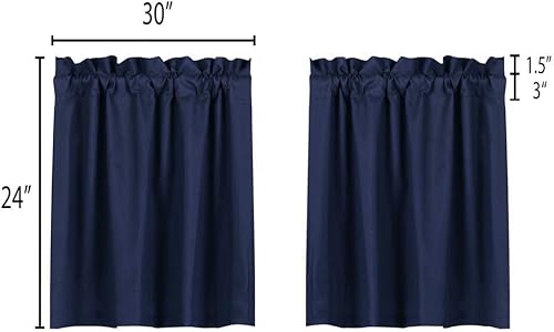 Miniatura 9 de Valea Home Juego de cortinas opacas de cocina, cenefa y niveles de 24 pulgadas de largo, color azul marino