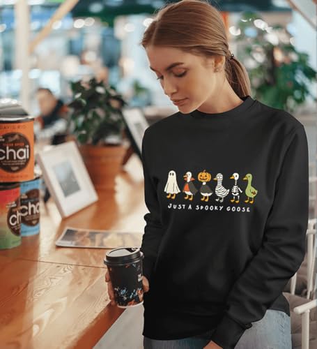Just A Spooky Goose Sweatshirt Funny Halloween Silly Goose Long Sleeve Shirt2