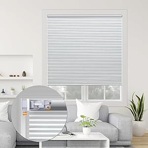 MANSNIX No Drill Blinds, Blackout Cellular Shades Cordless, No Tools-no Drill Cellular Shades, Honeycomb Blinds for Windows, Thermal Insulated, Easy Clean, Easy Installation, Aluminium