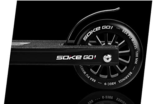 SOKE Stunt Scooter GO! Kick-Scooter mit ABEC 9 Kugellager Tretroller Trick Roller für Erwachsene und Kinder Zweirad Freestyle Cityroller | 2 Räder | Tragkraft 100kg (Schwarz)
