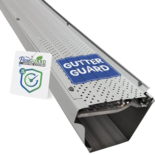 FlowGuard Premium Dachrinnenabdeckung - 15,2 Cm Aluminium, 50 Jahre Garantie, 30 M Rolle, Farbe Weiß