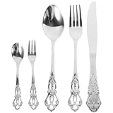 CALLARON Edelstahl Besteckset 5 Stück mit Gabel Löffel und Messer Vintage...