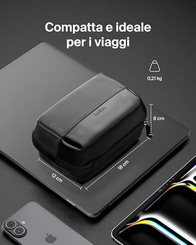 Belkin Borsa Organizer da Viaggio per Accessori Tech, Custodia da Viaggio per Gadget Come iPhone, Power Bank, Caricatori, Apple Pencil ed Airtag, ottimo per i Viaggi, Tessuto Morbido e Durevole - Immagine 3