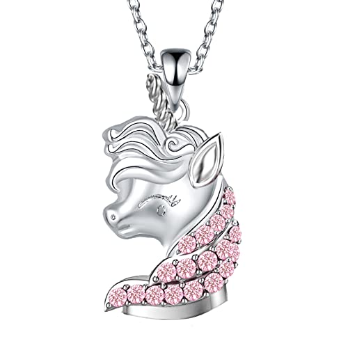 Yiwaxice Einhorn-Halskette für Mädchen, Silber, Liebe, Herz, Anhänger, Schmuck, Geburtstag, Weihnachten, Geschenke für Freundin, Kind, Ehefrau, Mutter, Tochter, Enkelin, Nichte (Einhorn) Cover