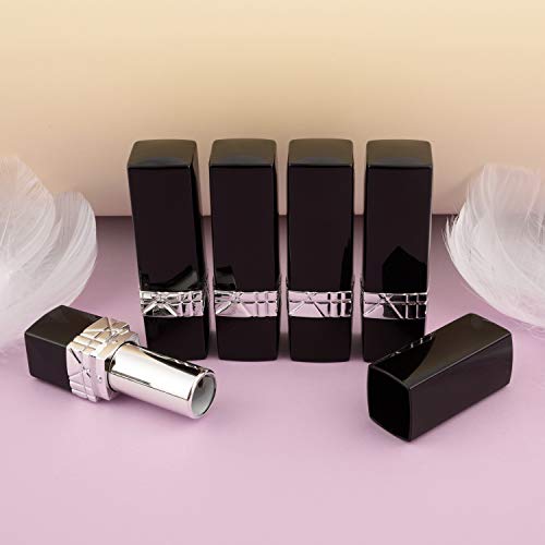 Allwon 10Pcs Black Empty Lipstick Tubes Diy Lip Balm Container (Rectangle Tube) #TOP2