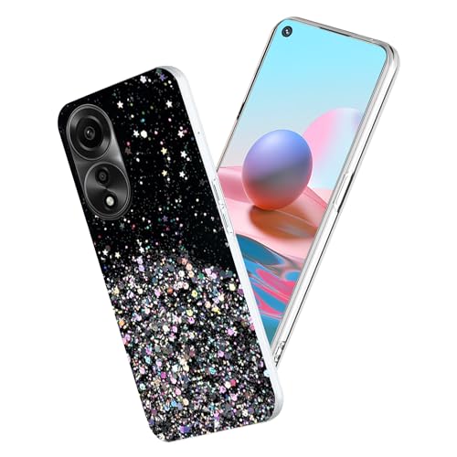 Fondo Trasparente Cristallino: Il silicone traslucido glitterato cover per OPPO A78 4g antiurto mostra il colore originale del dispositivo, arricchito da dettagli scintillanti per un'estetica elegante, creando un effetto visivo mozzafiato.