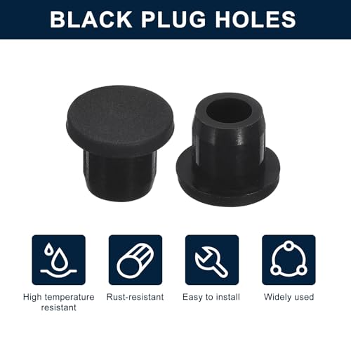Image of uxcell 5 Pcs Black Plug Holes, Waterproof Rubber Button Plug for 11mm / 0.43 inch Hole