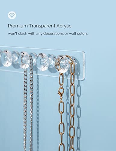 Mymazn 2 Pack Necklace Hangers Acrylic Necklaces Holder Wall Mounted Jewelry Organizer Hanging With 12 Diamond Shape Hooks, Jewelry Hangers For Necklace, Gift For Girls Women #TOP7