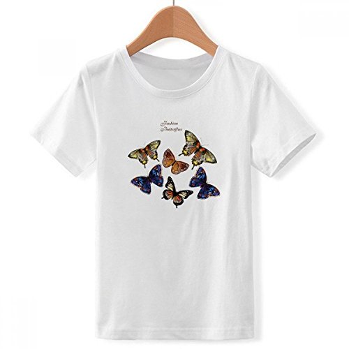 T-shirt papillons blanc ras du cou vêtement grand garçon ne décolore pas