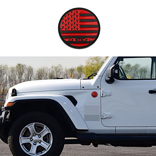 Image of CONGCONG for Jeep Emblem babge U.S. Flag Emblem 4x4 Metal Automotive Badge Specifically Designed for The Jeep Wrangler Cherokee - Stick it Anywhere(The National Flag and red)