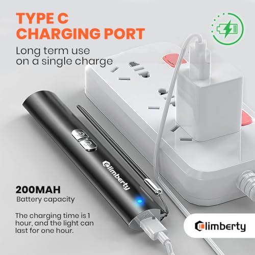 Image of Climberty USB-C Rechargeable Dual-Color Laser Pointer with Green 3000m Range & Red 1000m Range, Aluminum Laser Light Pen for Presentation, Teaching, Pet Play