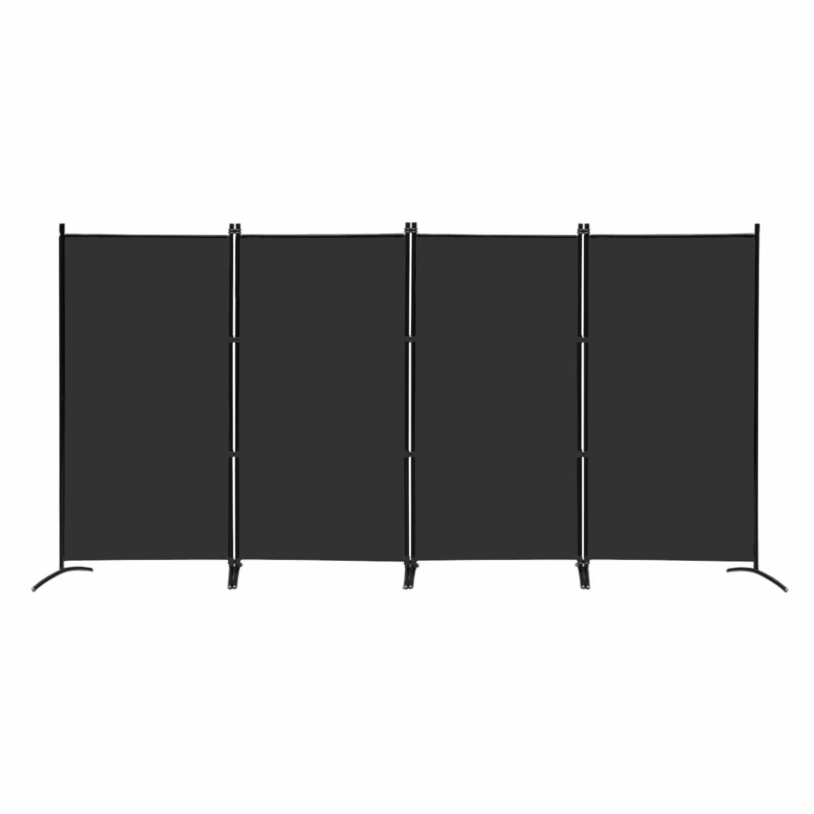 4 Panel Privacy Screen Room Dividers 6FT Portable Office Wall Divider for Rooms Separator 136"x20"x71", Black