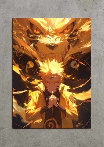 Image of NIJUKA Anime Printed Metal sheet Poster For Home And Room Decoration | For Anime Art Fans Boys And Girls (Naruto 9 tait jinjuriki)