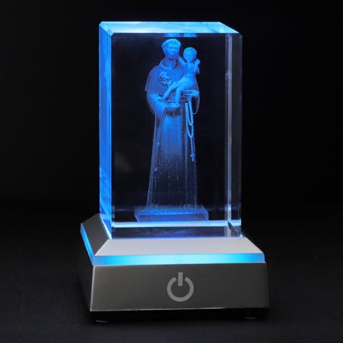 KOMI 3D Crystal Saint Anthony Figurine Statue with LED Light ...