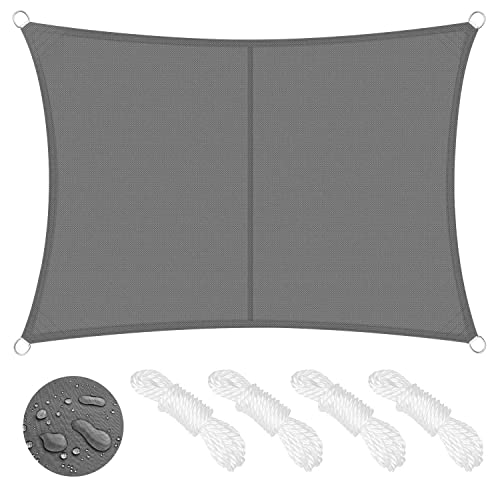 Voile d'ombrage Rectangulaire 2x3m, Imperméable Anti 95% UV Protection pour Jardin Terrasse Extérieur Patio, avec Corde Libre, Gris Cover