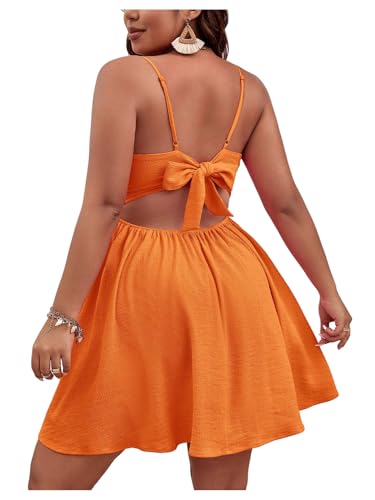 Image of Floerns Women's Plus Size Cut Out Twist Front Sleeveless Flare Hem Cami Dress