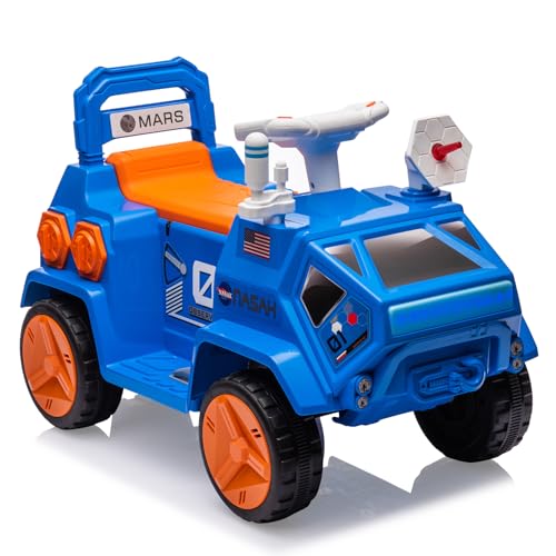 Garvee 6V Ride On Car, Electric Ride On Car, 4-Wheeler Quad ATV with Pedal, Music, Flash Lights, Easy to Control, Kids ATV for Kids Blue