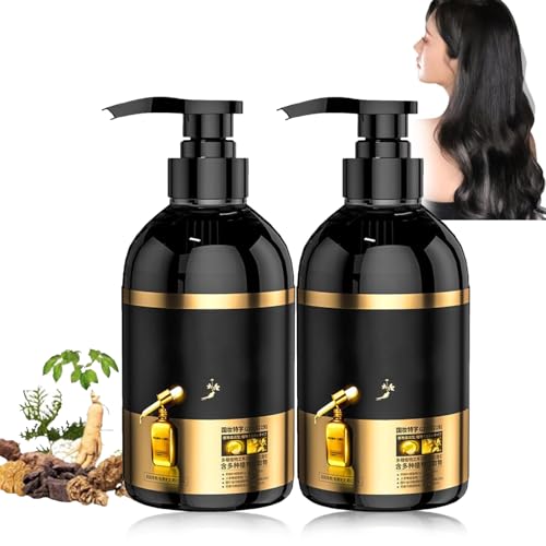Ginseng Extract Root Nourishing Shampoo, Japanese Hair Care, Ginger Plant Extract Anti-Hair Loss Formula for Stronger, Thicker Hair (2PC)