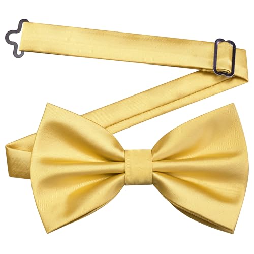 Image of GUSLESON Men's 3-pc Solid Color Bow Tie Gift Set - Double‑Fold Pre-Tied Bow Tie, Pocket Square, Cufflinks - Wedding Formal Party