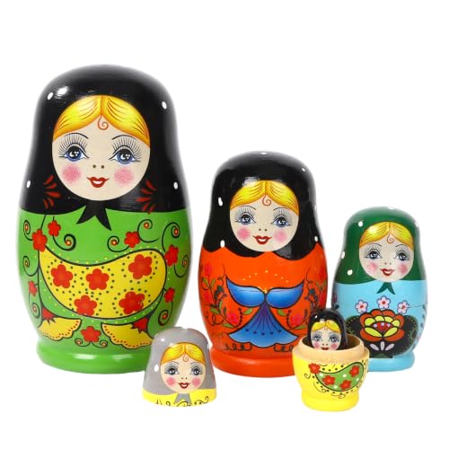Seedcrown 5 Pcs Russian Nesting Dolls Matryoshka Doll Handmade (Princess)