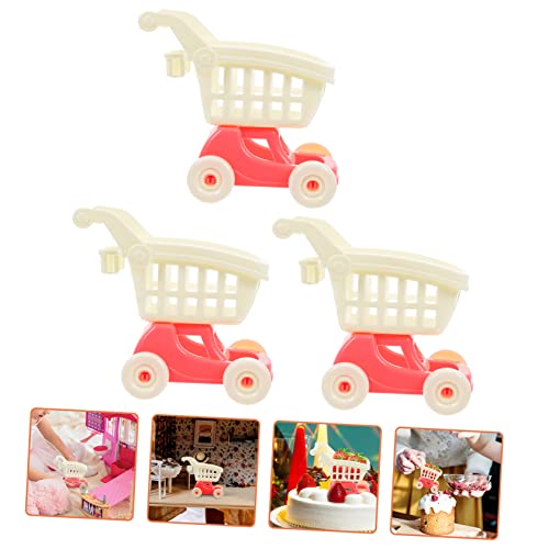 HEMOTON 3 Peças Enfeites De Carrinho De Compras Mini Carrinho De Casa Decoração Carrinho De Simulaçã