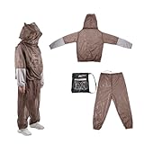 Mosquito Net Suit-Jacket Hood& Pants, Light-Weight& Breathable Mesh Clothing for Men& Women, Ideal for Fishing, Hiking. (Coffee)