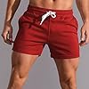 Men's 3 Inch Running Shorts Gym Training Bodybuilding Short Breathable Cotton Sports Shorts Red L #1