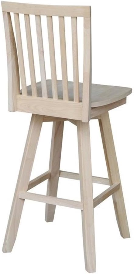 IC INTERNATIONAL CONCEPTS Mission Natural Wood Bar Height Stool - with Swivel Seat - 30" Seat Height